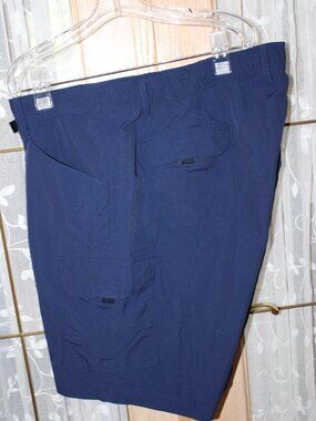 Land's End Men Nylon Shorts Navy SZ 2XL (44-46) Zip Elastic Waist Casual Sports